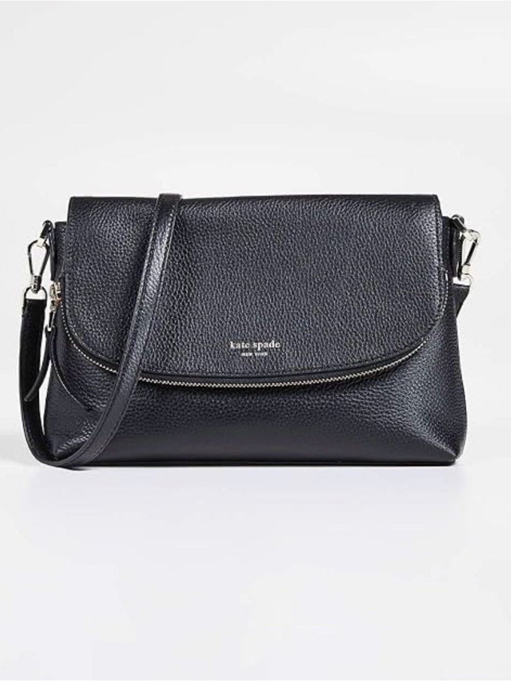 Kate Spade ♠️ Large Polly black pebbled leather flap crossbody-NWT